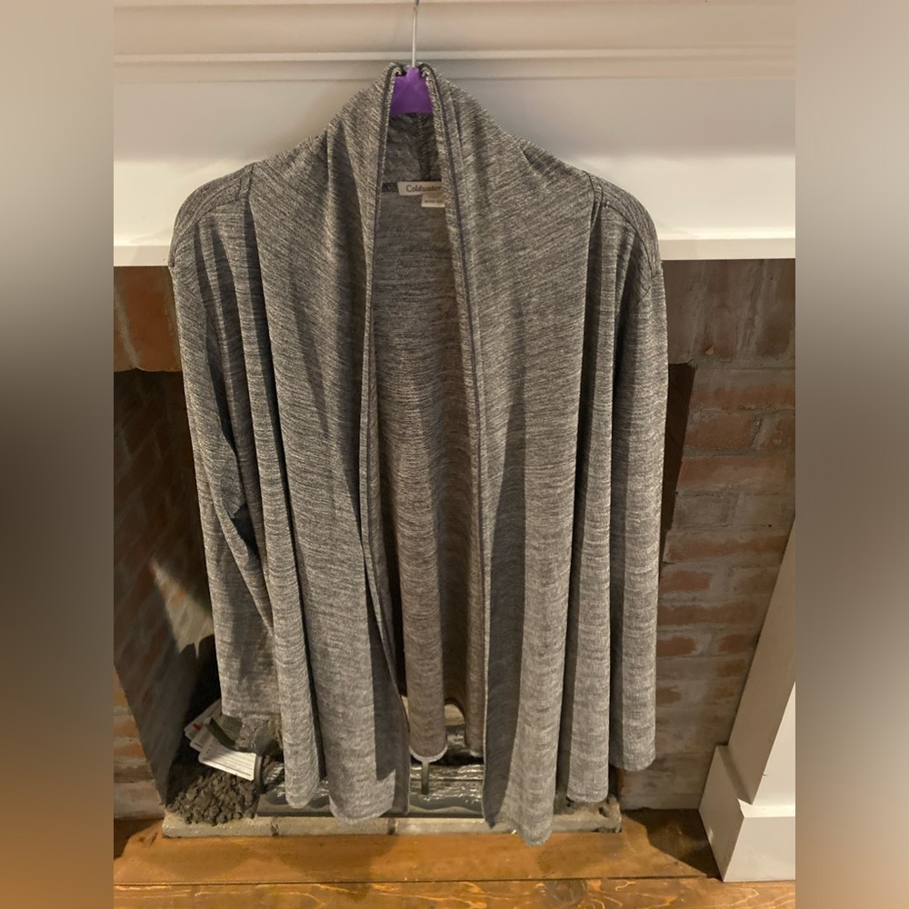 Coldwater Creek Grey Long Sleeve Open Front Cardigan size Medium Business Autumn